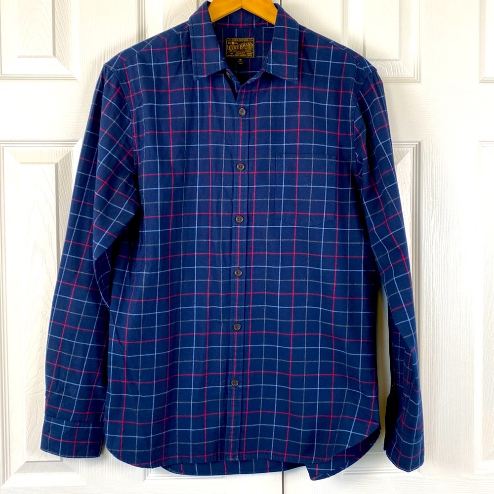 Lucky Brand Button Down Long Sleeve flannel shirt, size M